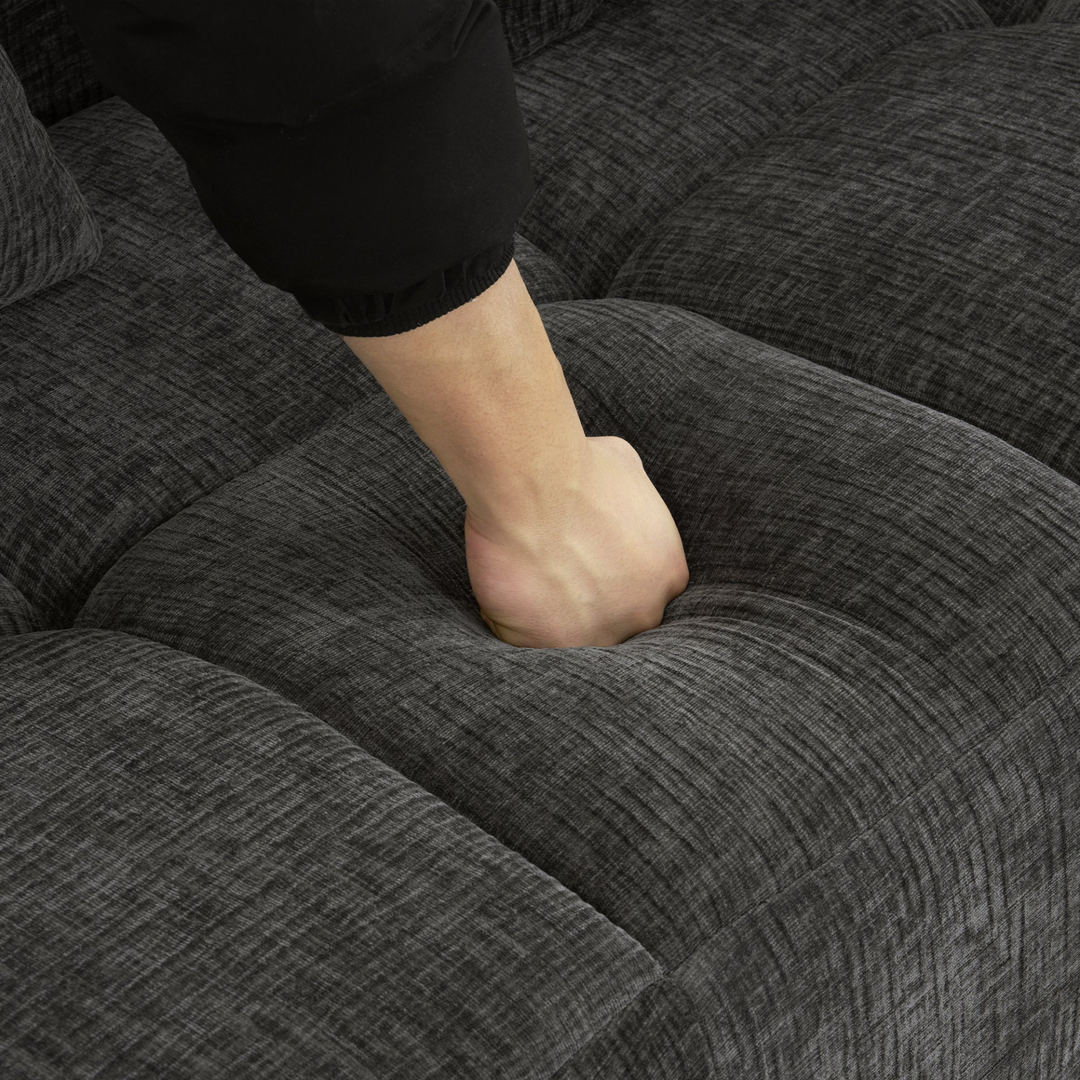 Grey Full-Compressed Bubble Soft Plush Modular Sectional Sofa - Mediterranean Tuscan Contemporary Home Decor Furniture