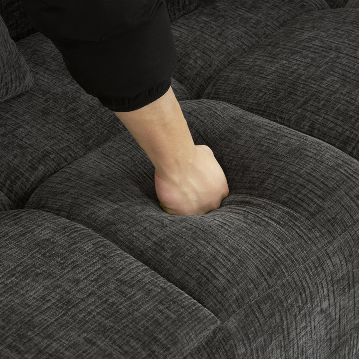 Grey Full-Compressed Bubble Soft Plush Modular Sectional Sofa - Mediterranean Tuscan Contemporary Home Decor Furniture