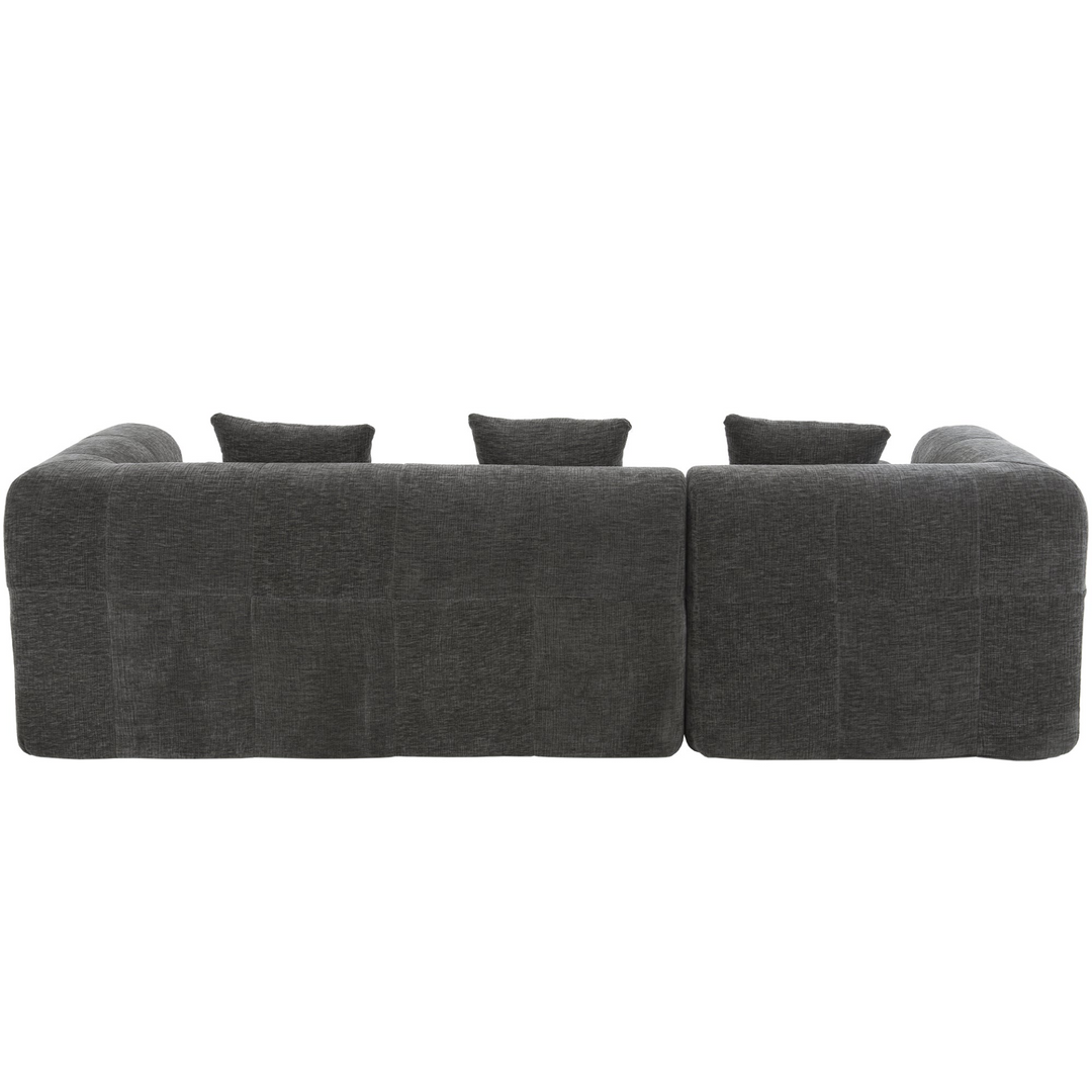 Grey Full-Compressed Bubble Soft Plush Modular Sectional Sofa - Mediterranean Tuscan Contemporary Home Decor Furniture