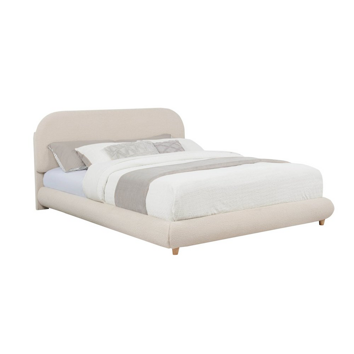 Buy farmhouse furniture Cteris Queen Mediterranean Farmhouse Fleece Bed, Cream - Modern Cottage Farmhouse Furniture