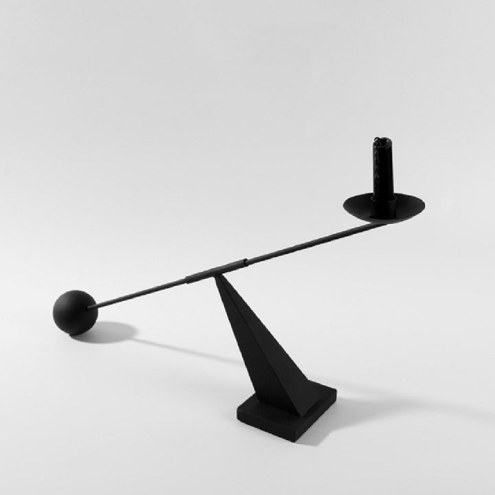 Large Black Metal Modern Mediterranean Minimalist Candlestick Holder - Mediterranean Italian Contemporary Home Decor Furniture