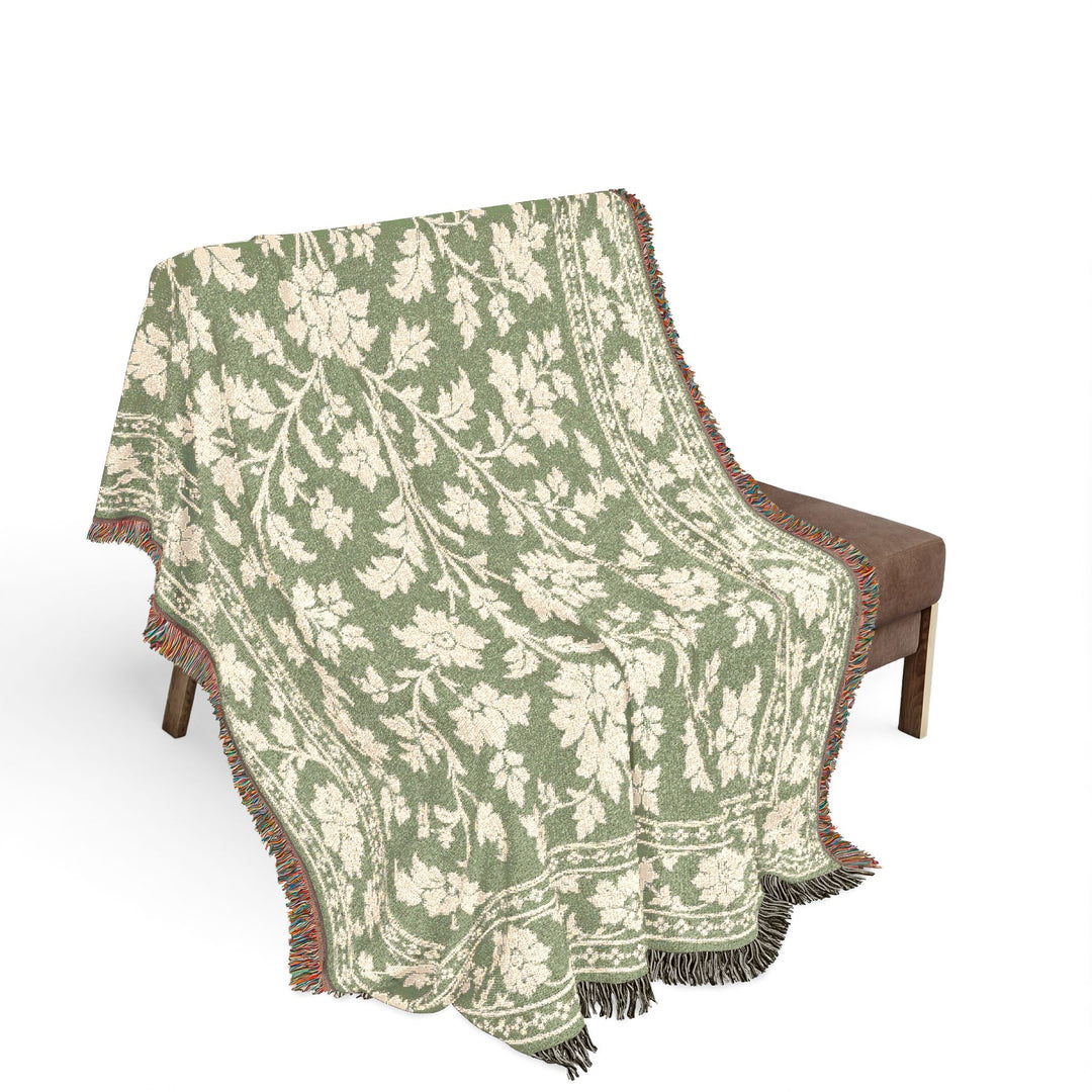 Buy farmhouse furniture Cream Lily Cove Sage &amp; Cream Woven Blanket By. Artisan Blooms - Modern Cottage Farmhouse Furniture