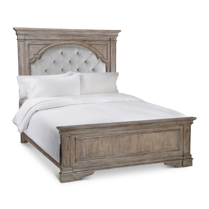 Highland Park Mediterranean Farmhouse Queen Bed - Driftwood - Mediterranean Tuscan Contemporary Home Decor Furniture