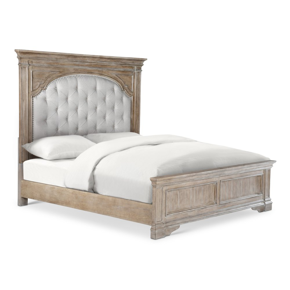 Highland Park Mediterranean Farmhouse King Bed - Driftwood - Mediterranean Tuscan Contemporary Home Decor Furniture