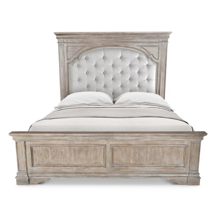 Highland Park Mediterranean Farmhouse King Bed - Driftwood - Mediterranean Tuscan Contemporary Home Decor Furniture