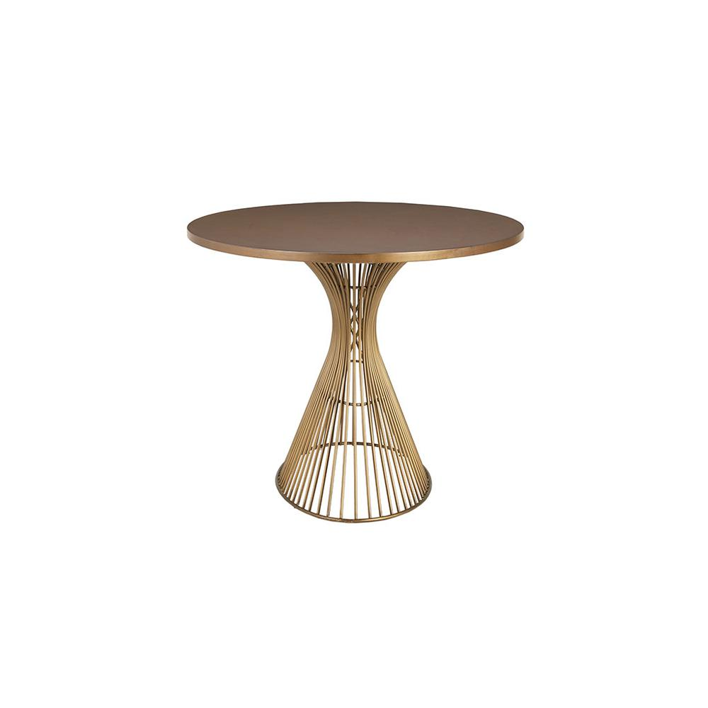 Mid-Century Modern Oval Dining Table - Seats 6, Golden Bronze Top with Antique Bronze Wire Frame - Mediterranean Italian Contemporary Home Decor Furniture