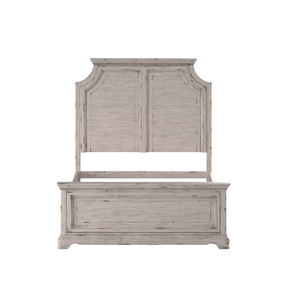 Buy farmhouse furniture Providence Mediterranean Farmhouse King Panel Bed Frame - Antique White - Modern Cottage Farmhouse Furniture