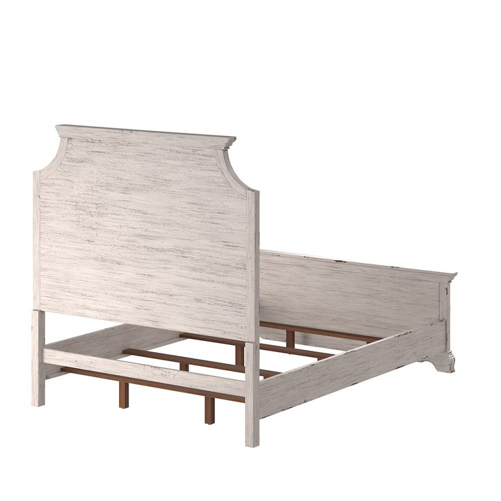 Buy farmhouse furniture Providence Mediterranean Farmhouse King Panel Bed Frame - Antique White - Modern Cottage Farmhouse Furniture