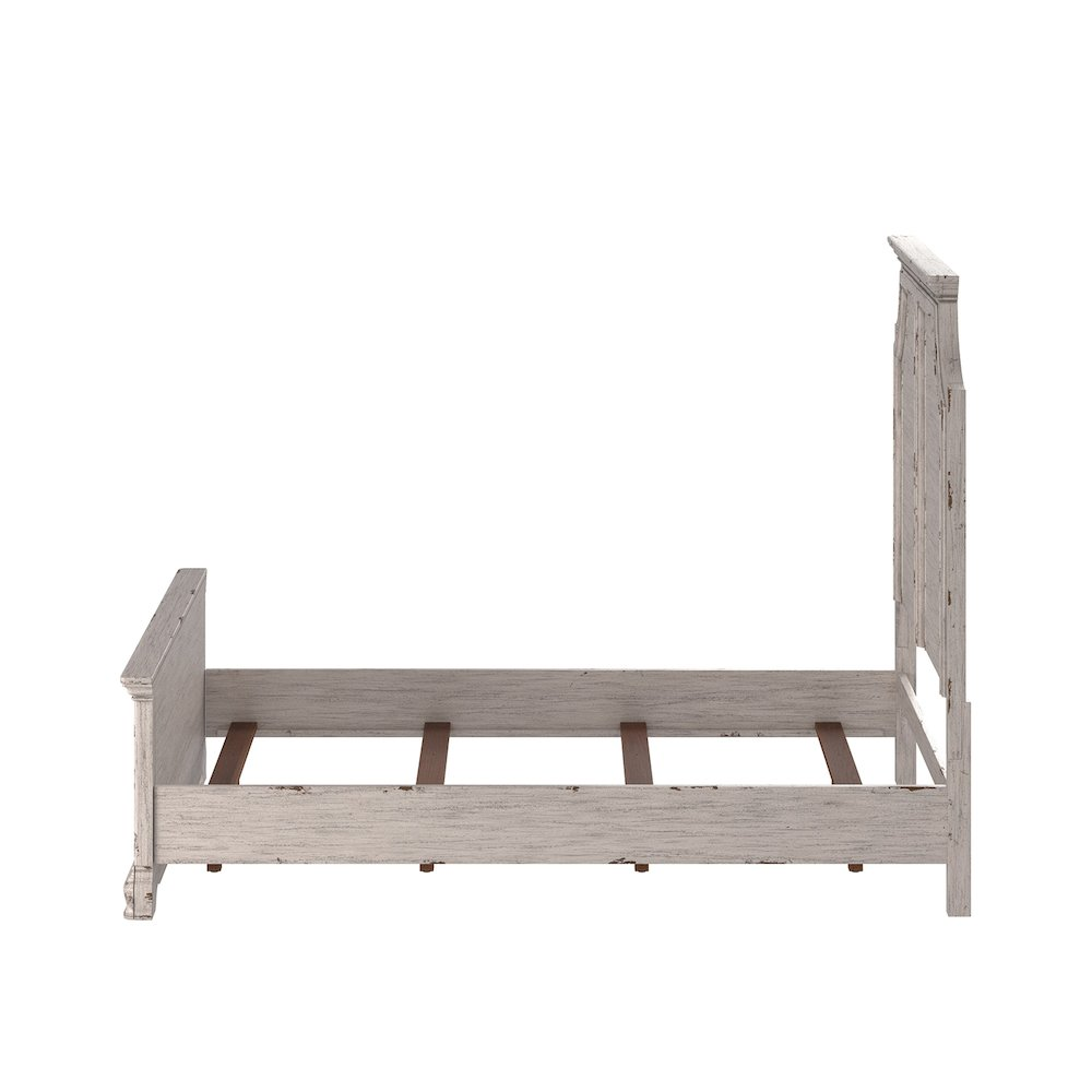 Buy farmhouse furniture Providence Mediterranean Farmhouse King Panel Bed Frame - Antique White - Modern Cottage Farmhouse Furniture
