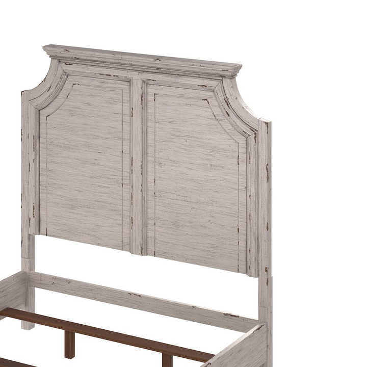 Buy farmhouse furniture Providence Mediterranean Farmhouse King Panel Bed Frame - Antique White - Modern Cottage Farmhouse Furniture