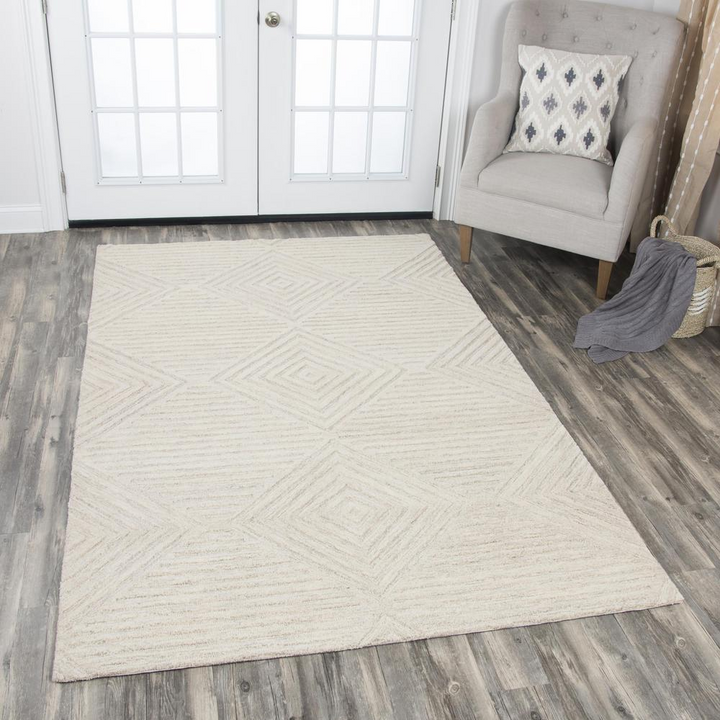 Buy farmhouse furniture Hand Tufted Cut &amp; Loop Pile Wool Rug, 8&