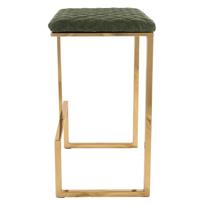 The Portofino Olive Green Tuscan Leather & Gold Bar Stools – Set of 2 - Mediterranean Italian Contemporary Home Decor Furniture