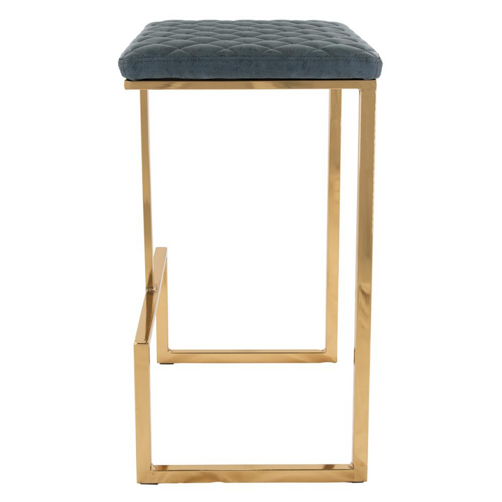 Buy farmhouse furniture The Portofino Gray Tuscan Leather & Gold Bar Stools – Set of 2 - Modern Cottage Farmhouse Furniture