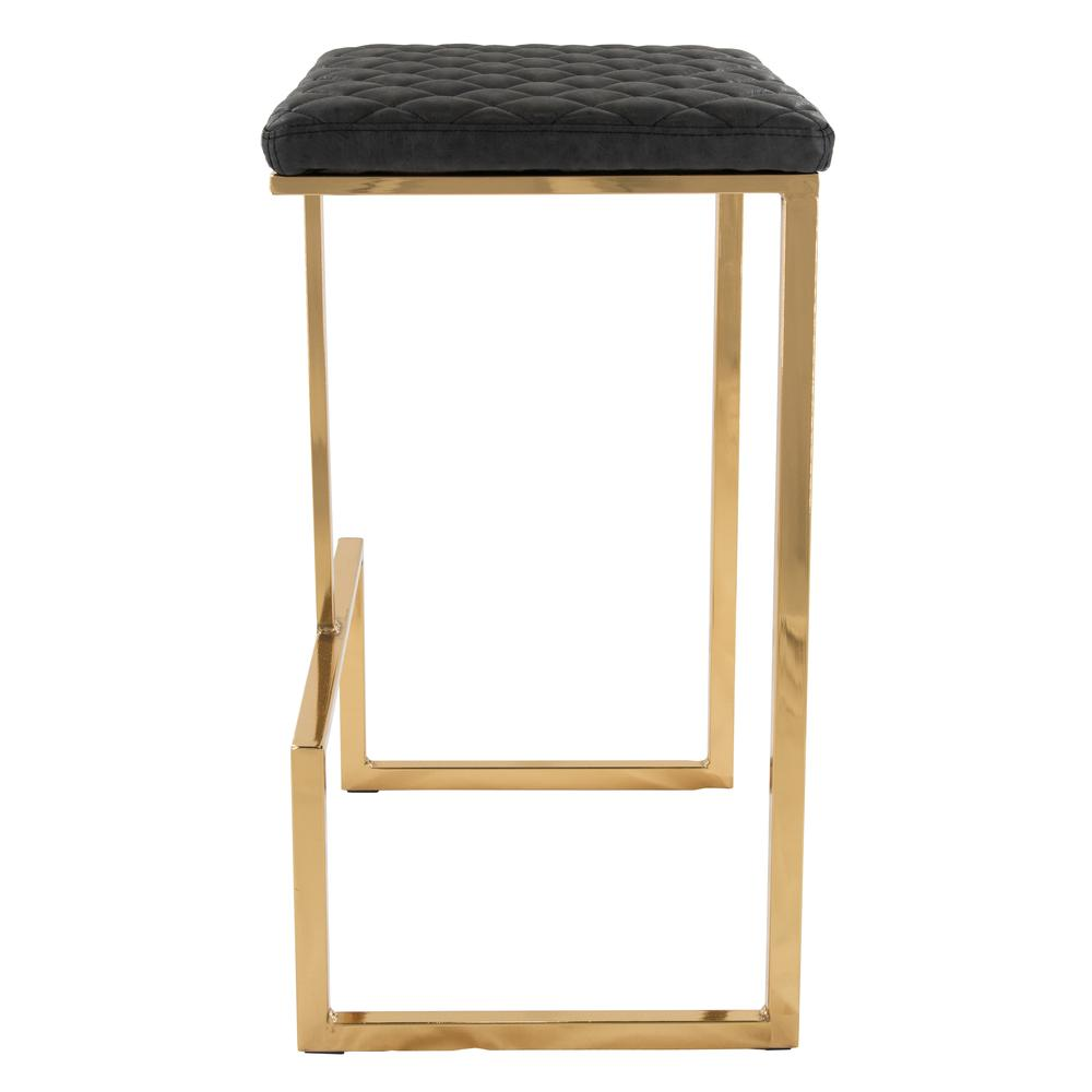 The Portofino Black Tuscan Leather & Gold Bar Stools – Set of 2 - Mediterranean Tuscan Contemporary Home Decor Furniture