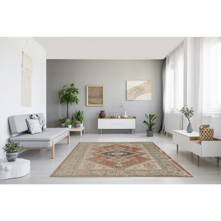 Valencia Rust | Large Mediterranean Vintage Distressed Area Rug - Mediterranean Italian Contemporary Home Decor Furniture