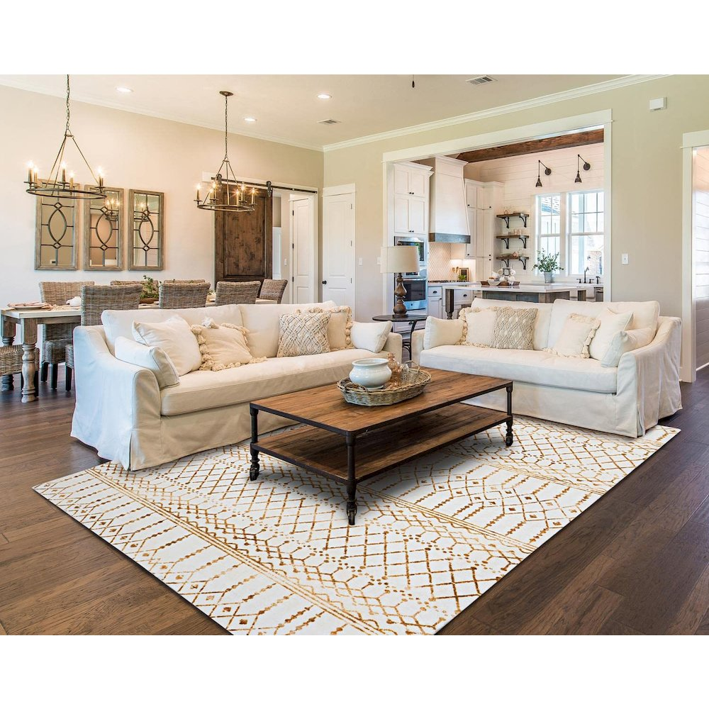 Casbah Gold | Moroccan Mediterranean Luxury Faux Rabbit Fur Area Rug - Mediterranean Italian Contemporary Home Decor Furniture