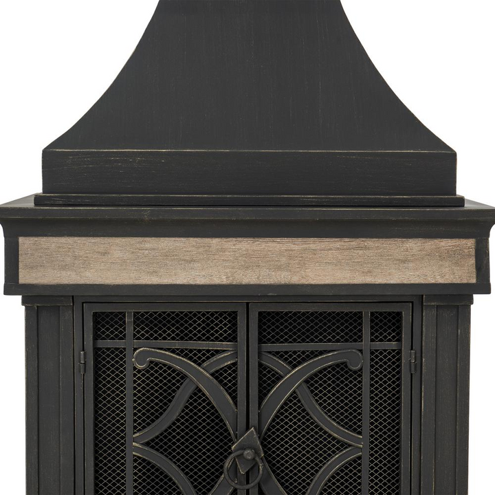 Buy farmhouse furniture Sunjoy Heirloom Slate Wood Burning Fireplace - Black - Modern Cottage Farmhouse Furniture