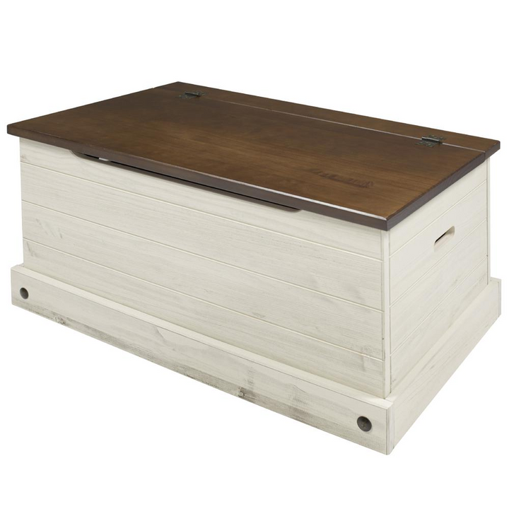 Buy farmhouse furniture Harper Farmhouse Storage Bench | Distressed White Pine Trunk Bench with Lid - Modern Cottage Farmhouse Furniture
