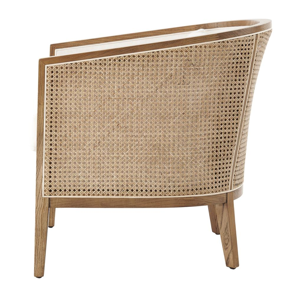 Buy farmhouse furniture Tillman Linen Accent Arm Chair w/ Rattan - Modern Cottage Farmhouse Furniture