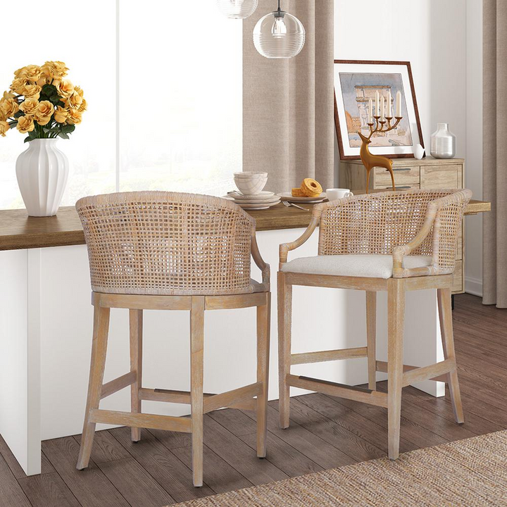 Buy farmhouse furniture Handcrafted Rattan Counter Stool 25" H - Modern Cottage Farmhouse Furniture