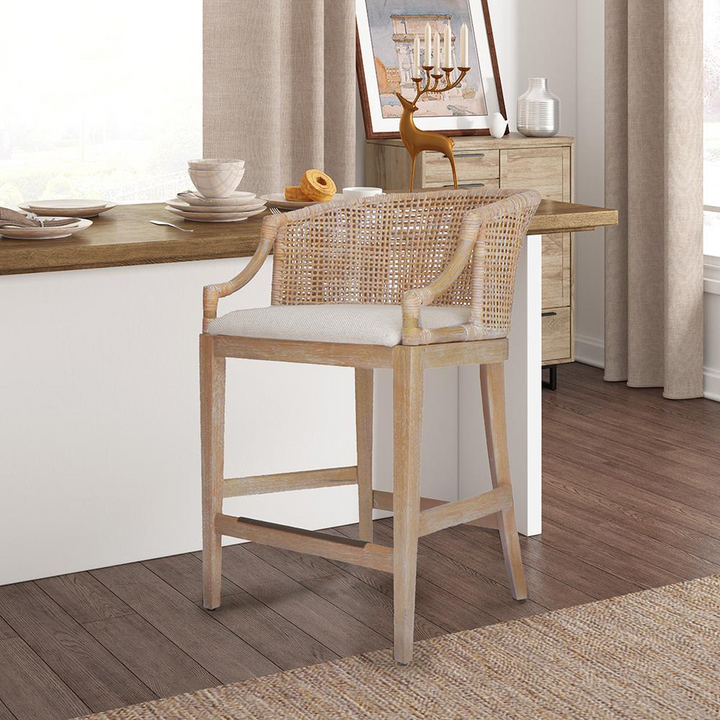 Buy farmhouse furniture Handcrafted Rattan Counter Stool 25" H - Modern Cottage Farmhouse Furniture
