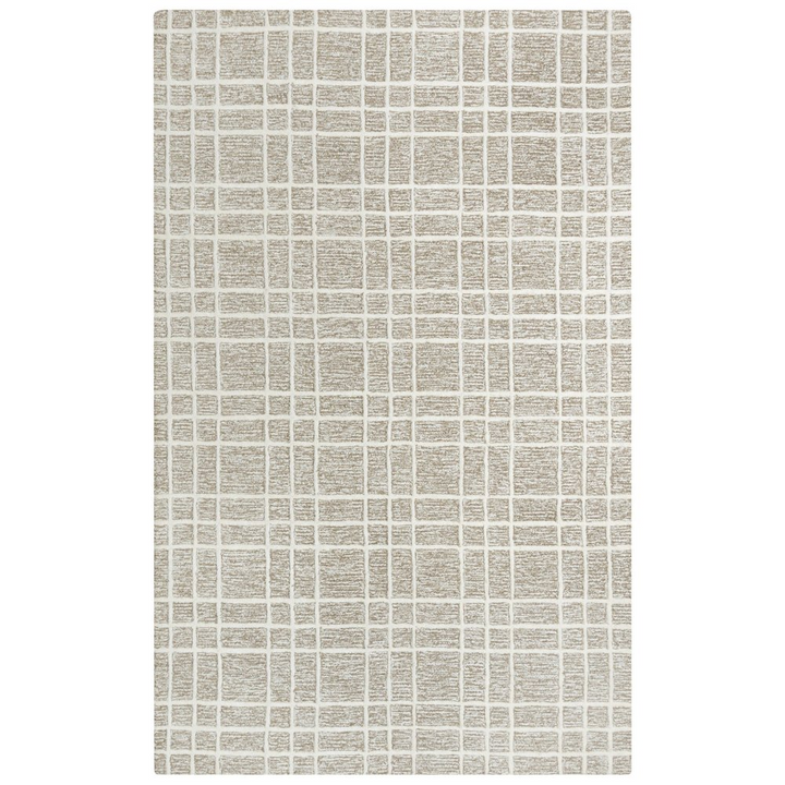Oatmeal Large Mediterranean Modern Farmhouse 9'9" x 13'9" Cut & Loop Pile Hand Tufted Rug - Mediterranean Italian Contemporary Home Decor Furniture