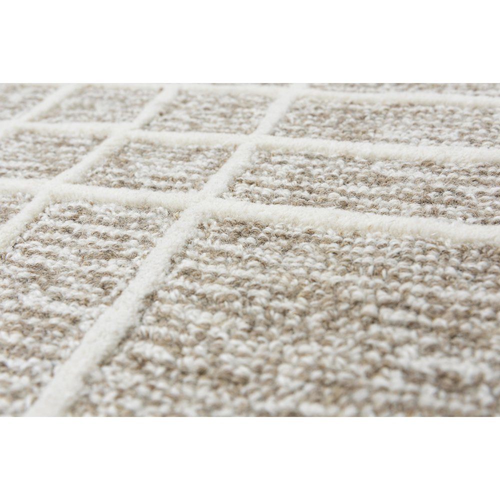 Oatmeal Large Mediterranean Modern Farmhouse 9'9" x 13'9" Cut & Loop Pile Hand Tufted Rug - Mediterranean Italian Contemporary Home Decor Furniture