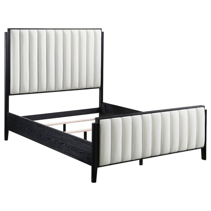 Buy farmhouse furniture Brookmead 60-inch Upholstered Mediterranean Farmhouse Queen Bed Black - Modern Cottage Farmhouse Furniture
