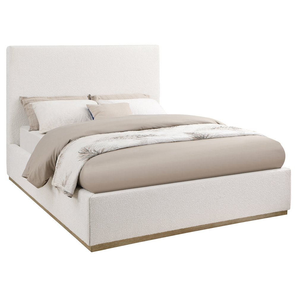 Buy farmhouse furniture Knox Upholstered Queen Mediterranean Farmhouse Panel Bed Cream - Modern Cottage Farmhouse Furniture