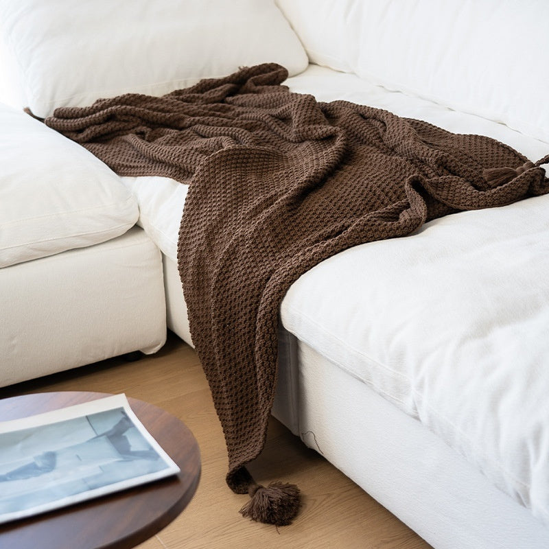 Buy farmhouse furniture Amberwood | Modern Farmhouse Cottage Tasseled Beige Throw Blanket - Modern Cottage Farmhouse Furniture