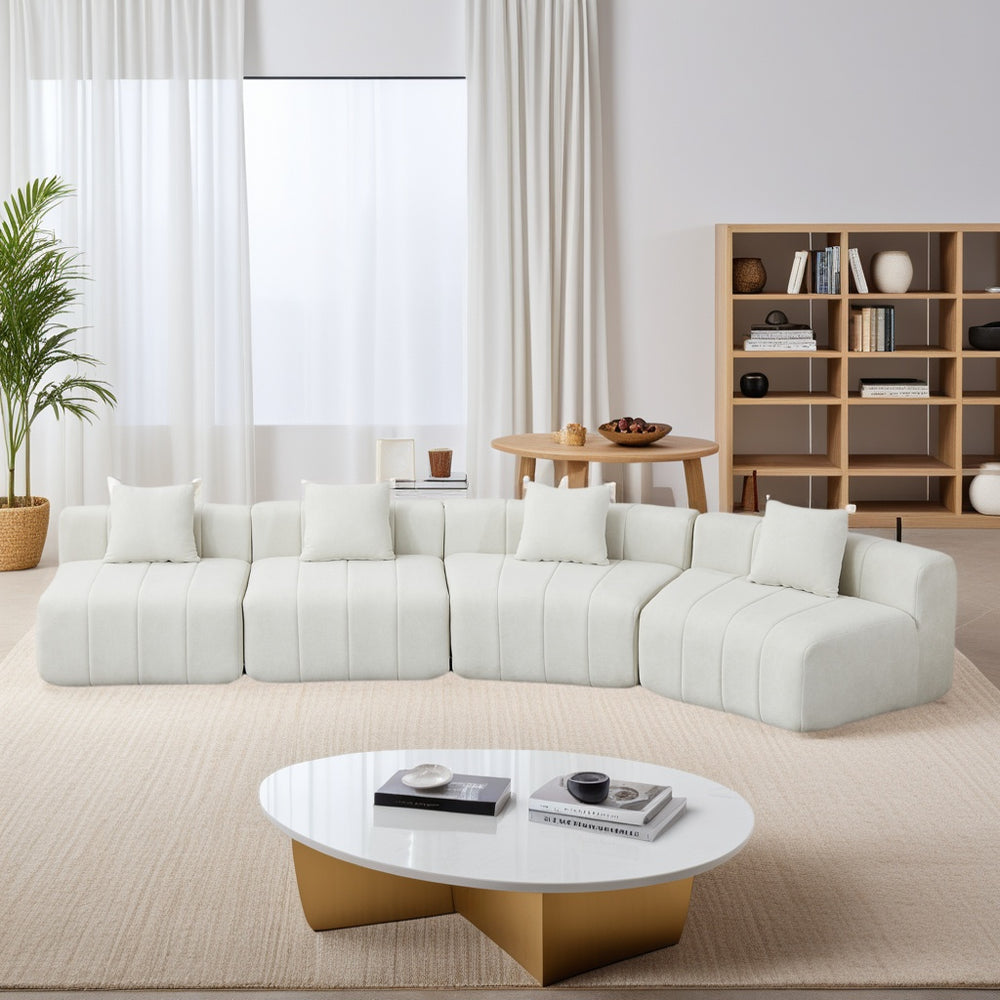 The Valencia Cream Vista Sofa Section Sectional - Mediterranean Italian Contemporary Home Decor Furniture