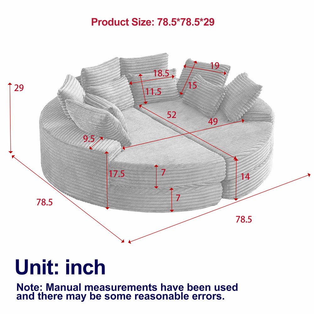 Large Circle Circular Modern Farmhouse Contemporary Italian Sofa Bed - Modern Cottage Farmhouse Furniture