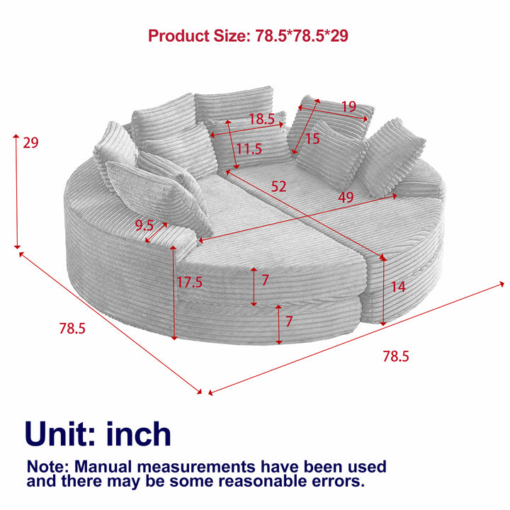 Large Circle Circular Modern Contemporary Italian Sofa Bed - Mediterranean Tuscan Contemporary Home Decor Furniture