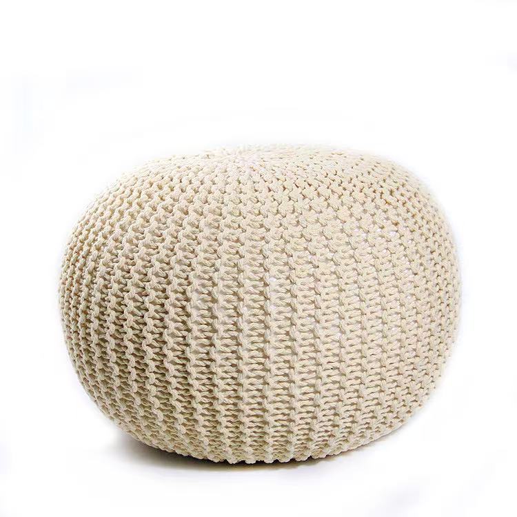 Handwoven Artisan Modern Round Simple Round Ottoman