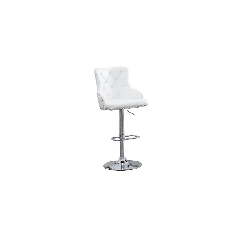 Boho Aesthetic Faux Leather Adjustable Bar Stool in White, Set of 2, White | Biophilic Design Airbnb Decor Furniture 