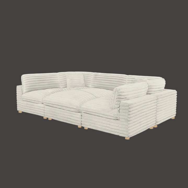 Buy farmhouse furniture Mediterranean Farmhouse Modular Sectional Sofa | 6-Piece Beige Corduroy - Modern Cottage Farmhouse Furniture