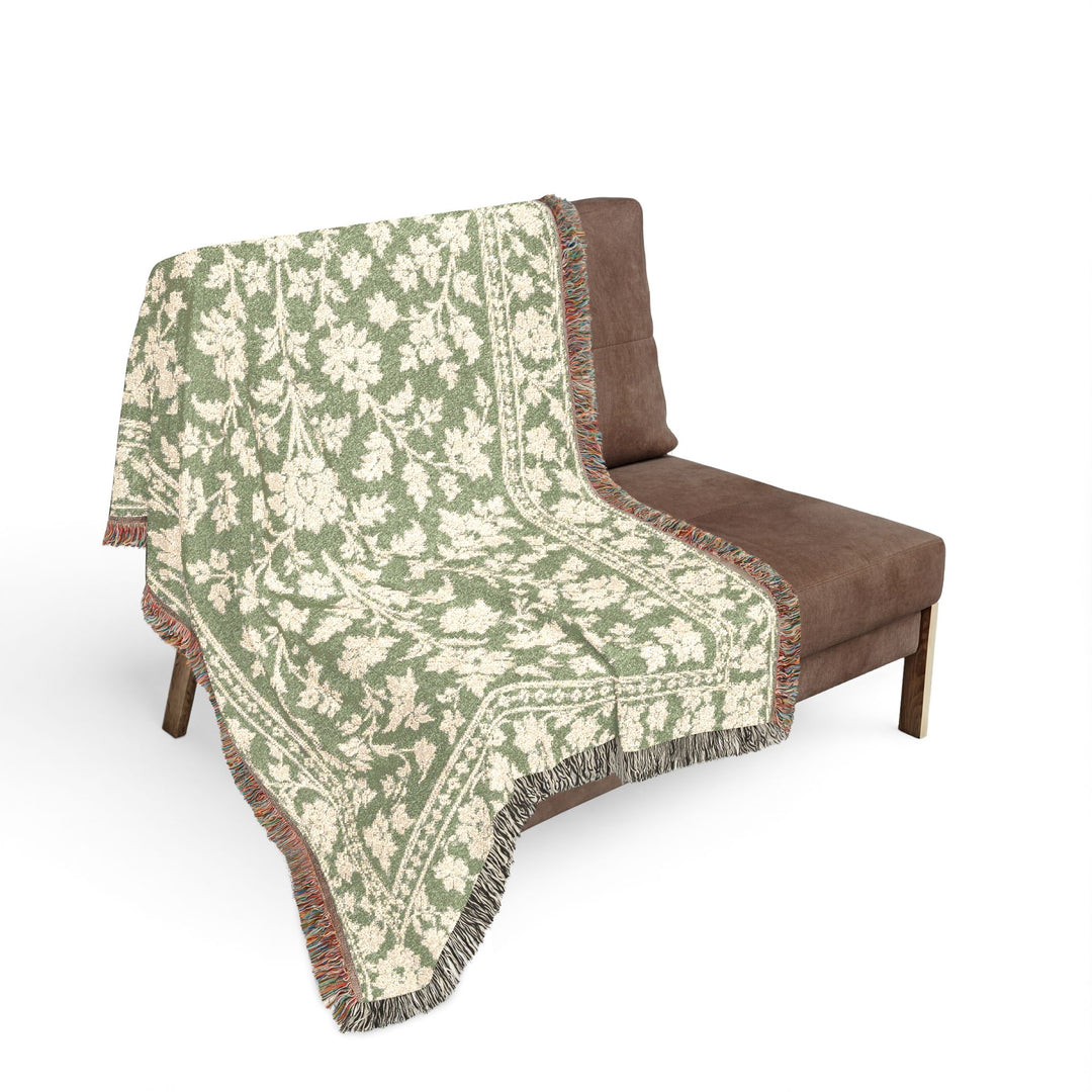 Sage &amp; Cream Woven Blanket By. Artisan Blooms