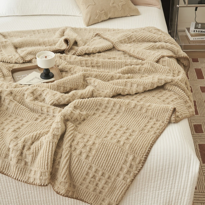 Buy farmhouse furniture Saddle Ridge | Beautiful Beige Modern Farmhouse Throw Blanket - Modern Cottage Farmhouse Furniture