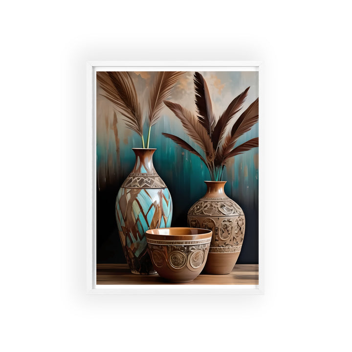 Boho Aesthetic Earthy Bowls Posters with Wooden Frame | Biophilic Design Airbnb Decor Furniture 