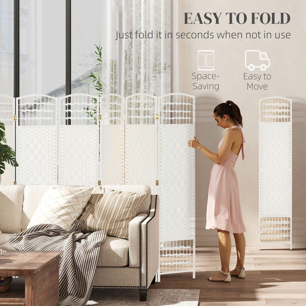 8 Panel Folding Room Divider Portable Privacy Screen Wave Fiber Room Partition For Home Office White - Modern Cottage Farmhouse Furniture