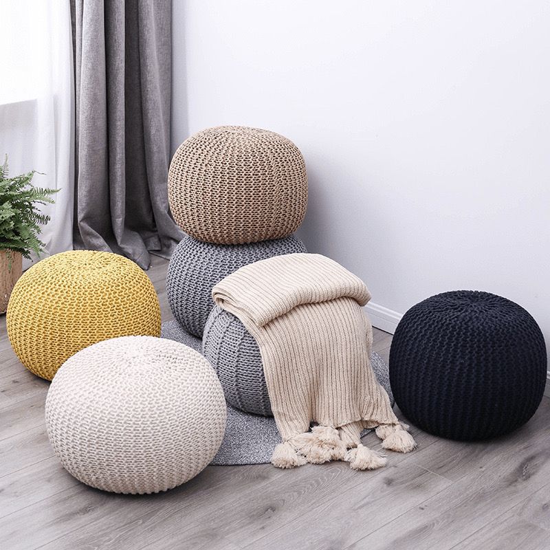 Handwoven Artisan Modern Round Simple Round Ottoman