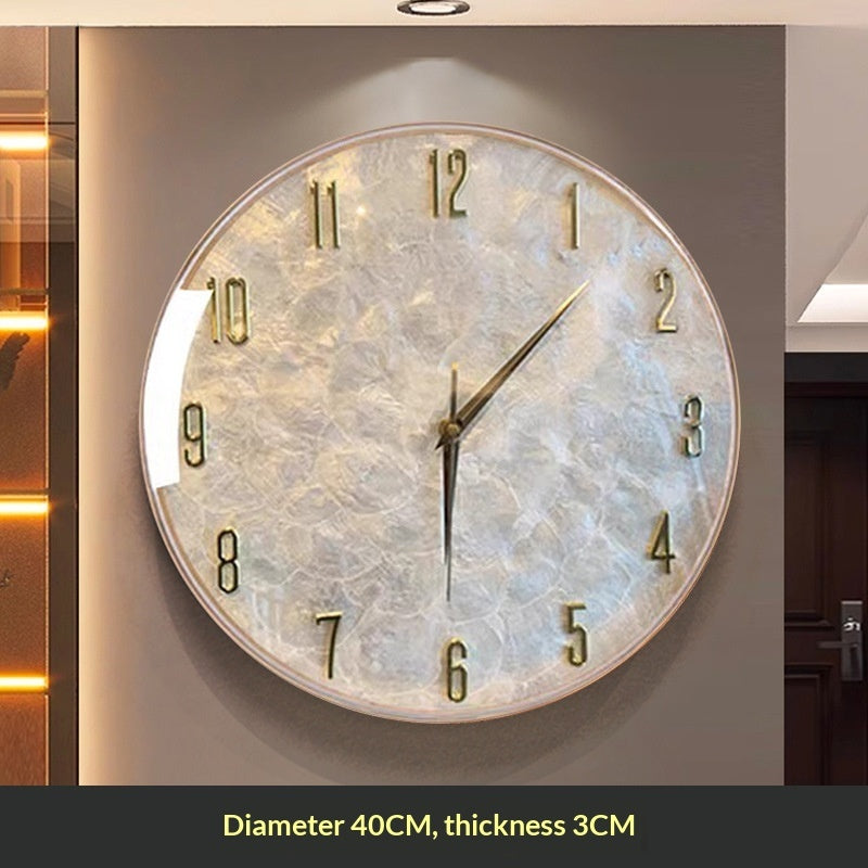 Azure Mediterranean Contemporary Pearl Gold White Elegant Wall Clock - Mediterranean Italian Contemporary Home Decor Furniture