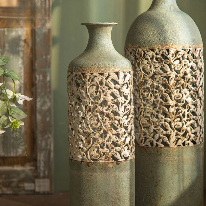 Buy farmhouse furniture Isca Marina | Mediterranean Vintage Green Floor Vase - Modern Cottage Farmhouse Furniture