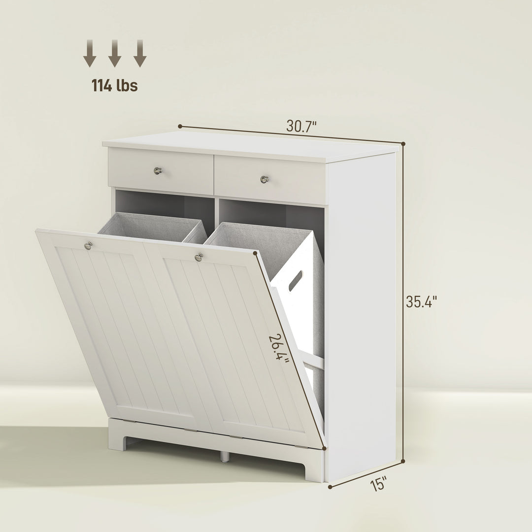 Buy farmhouse furniture Magnolia Ridge White Farmhouse Mediterranean Laundry Basket Hamper Cabinet - Modern Cottage Farmhouse Furniture