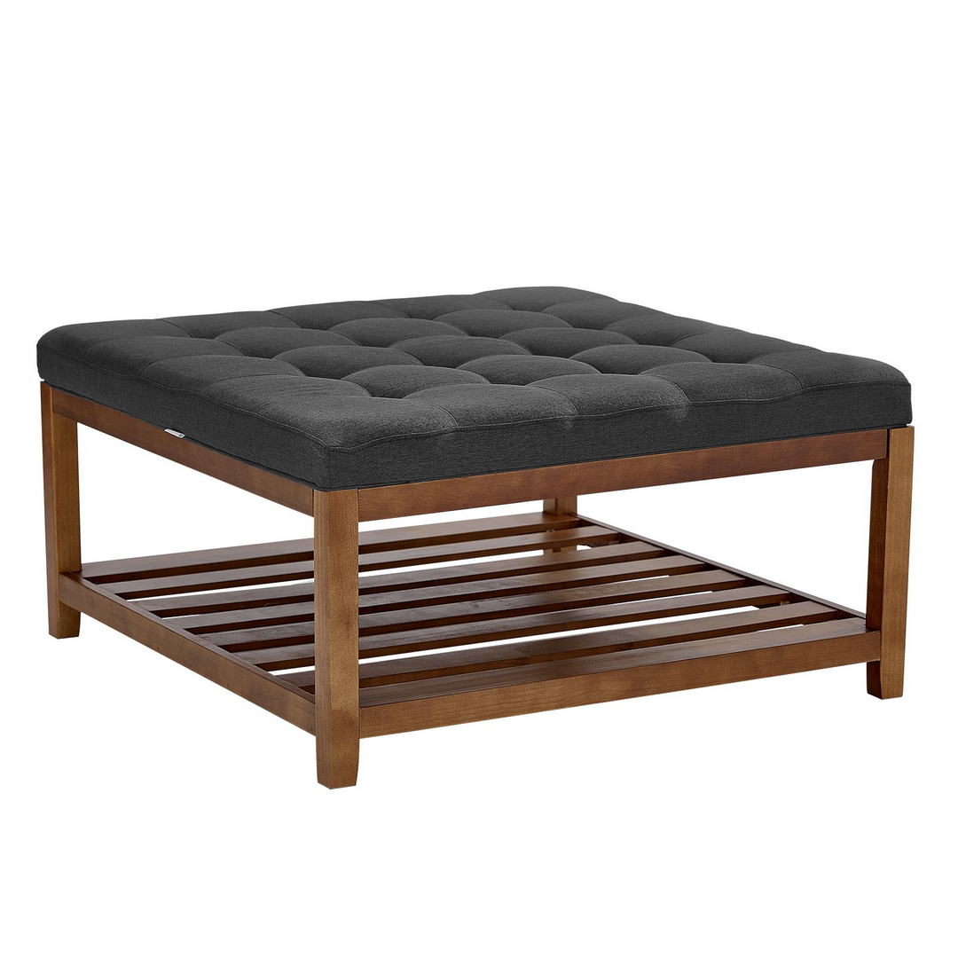 Large Square Contemporary Luxury Tufted Ottoman Coffee Table - Mediterranean Italian Contemporary Home Decor Furniture