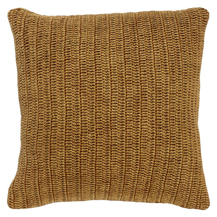 Boho Aesthetic Kosas Home Marcie Knitted 22" Throw Pillow, Honey | Biophilic Design Airbnb Decor Furniture 