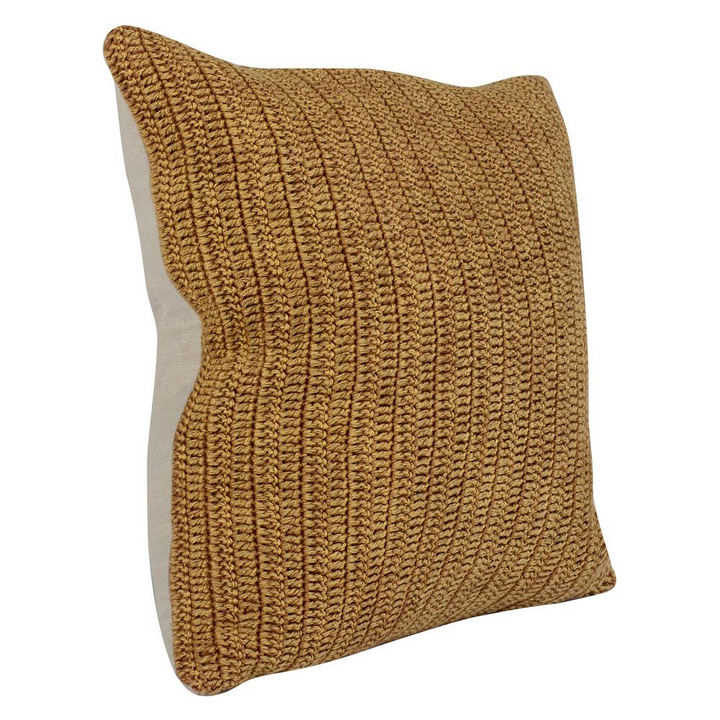 Boho Aesthetic Kosas Home Marcie Knitted 22" Throw Pillow, Honey | Biophilic Design Airbnb Decor Furniture 