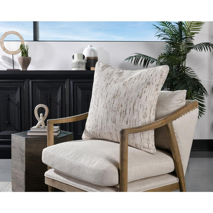 Boho Aesthetic Tavi 22" Square Throw Pillow, Distressed Natural | Biophilic Design Airbnb Decor Furniture 