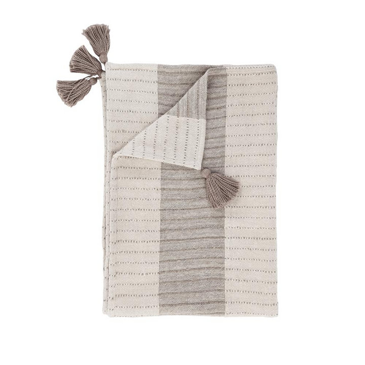 Boho Aesthetic Kamia 50"x70" Throw Blanket, Sandy Beige | Biophilic Design Airbnb Decor Furniture 