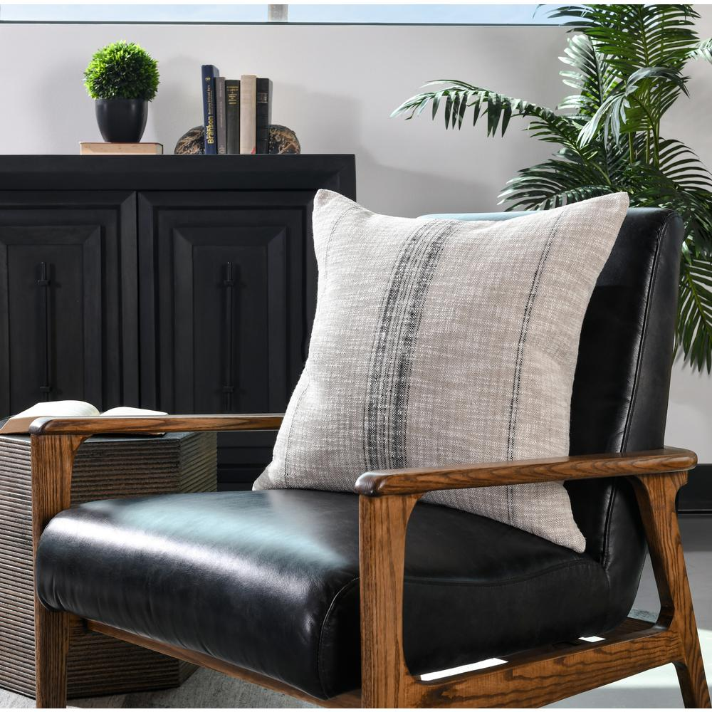 Boho Aesthetic Tia 22" Square Throw Pillow, Natural Black | Biophilic Design Airbnb Decor Furniture 